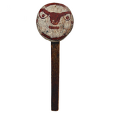 Best Old Painted Face on Post with Excellent Patina and Unknown Function (Carnival?)