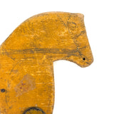 Wonderful Antique Toy Horse in Mustard Paint with Tin Legs and Graphite Drawn Details