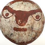 Best Old Painted Face on Post with Excellent Patina and Unknown Function (Carnival?)