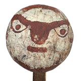 Best Old Painted Face on Post with Excellent Patina and Unknown Function (Carnival?)