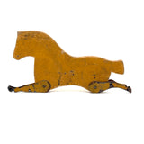 Wonderful Antique Toy Horse in Mustard Paint with Tin Legs and Graphite Drawn Details