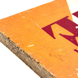 SOLD SALE, Bold and Graphically Satisfying Double-Sided Stencil Painted Wooden Sign in Red, White and Orange
