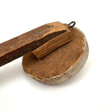 Best Old Painted Face on Post with Excellent Patina and Unknown Function (Carnival?)