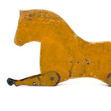 Wonderful Antique Toy Horse in Mustard Paint with Tin Legs and Graphite Drawn Details