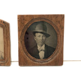 Pair of Tiny Gem Tintypes in Tiny Hand-carved Frames