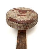 Best Old Painted Face on Post with Excellent Patina and Unknown Function (Carnival?)