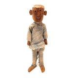 Hugely Endearing  Carved Figure in Plaid with Large Ears, Presumed Southeast Asian