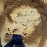 Nettie's Momentos: c. 1830s Marbled Paper Heart and Hair Braid in Book Shaped Mirrored Box