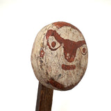 Best Old Painted Face on Post with Excellent Patina and Unknown Function (Carnival?)
