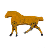 Wonderful Antique Toy Horse in Mustard Paint with Tin Legs and Graphite Drawn Details