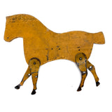 Wonderful Antique Toy Horse in Mustard Paint with Tin Legs and Graphite Drawn Details