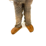 Hugely Endearing  Carved Figure in Plaid with Large Ears, Presumed Southeast Asian