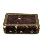 Nettie's Momentos: c. 1830s Marbled Paper Heart and Hair Braid in Book Shaped Mirrored Box