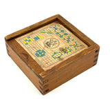 Mrs. Robertson's Sweet Old Set of Painted Wooden Pattern Blocks in Original Jointed Box (with One Substitute)