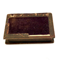 Nettie's Momentos: c. 1830s Marbled Paper Heart and Hair Braid in Book Shaped Mirrored Box