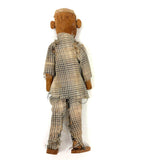 Hugely Endearing  Carved Figure in Plaid with Large Ears, Presumed Southeast Asian