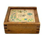Mrs. Robertson's Sweet Old Set of Painted Wooden Pattern Blocks in Original Jointed Box (with One Substitute)