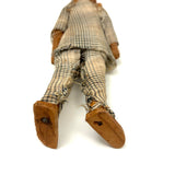 Hugely Endearing  Carved Figure in Plaid with Large Ears, Presumed Southeast Asian