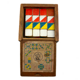 Mrs. Robertson's Sweet Old Set of Painted Wooden Pattern Blocks in Original Jointed Box (with One Substitute)