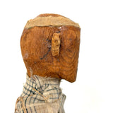 Hugely Endearing  Carved Figure in Plaid with Large Ears, Presumed Southeast Asian