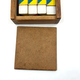 Mrs. Robertson's Sweet Old Set of Painted Wooden Pattern Blocks in Original Jointed Box (with One Substitute)