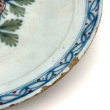 Lovely 18th Century Hand-painted Delftware Plate with Flower and Bud