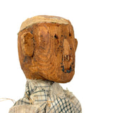 Hugely Endearing  Carved Figure in Plaid with Large Ears, Presumed Southeast Asian