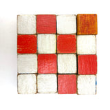 Mrs. Robertson's Sweet Old Set of Painted Wooden Pattern Blocks in Original Jointed Box (with One Substitute)