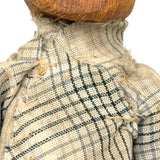 Hugely Endearing  Carved Figure in Plaid with Large Ears, Presumed Southeast Asian