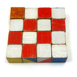 Mrs. Robertson's Sweet Old Set of Painted Wooden Pattern Blocks in Original Jointed Box (with One Substitute)