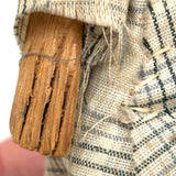 Hugely Endearing  Carved Figure in Plaid with Large Ears, Presumed Southeast Asian