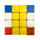 Mrs. Robertson's Sweet Old Set of Painted Wooden Pattern Blocks in Original Jointed Box (with One Substitute)