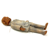 Hugely Endearing  Carved Figure in Plaid with Large Ears, Presumed Southeast Asian