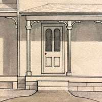 Portrait of a House and its Inhabitants: 19th Century Ink and Inkwash Drawing with Collage