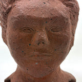Brick Woman, Holes in Head, Powerful and Unusual Brick Maker's Folk Art End of Day Bust