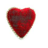 Red Velvet Heart, Lush Feeling Late Victorian Shell Work Pin Cushion