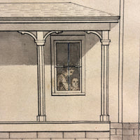 Portrait of a House and its Inhabitants: 19th Century Ink and Inkwash Drawing with Collage