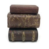 Set of Three Old Folk Art Carved Books, One Stone + Two Wood