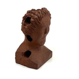 Brick Woman, Holes in Head, Powerful and Unusual Brick Maker's Folk Art End of Day Bust