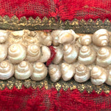 Red Velvet Heart, Lush Feeling Late Victorian Shell Work Pin Cushion