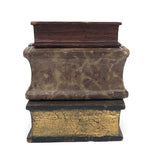 Set of Three Old Folk Art Carved Books, One Stone + Two Wood