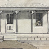 Portrait of a House and its Inhabitants: 19th Century Ink and Inkwash Drawing with Collage