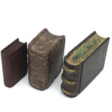 Set of Three Old Folk Art Carved Books, One Stone + Two Wood