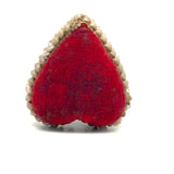 Red Velvet Heart, Lush Feeling Late Victorian Shell Work Pin Cushion