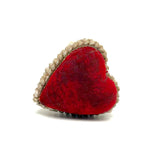 Red Velvet Heart, Lush Feeling Late Victorian Shell Work Pin Cushion