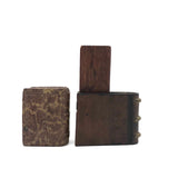 Set of Three Old Folk Art Carved Books, One Stone + Two Wood