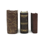 Set of Three Old Folk Art Carved Books, One Stone + Two Wood