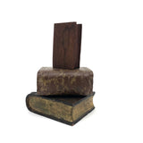 Set of Three Old Folk Art Carved Books, One Stone + Two Wood