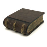 Set of Three Old Folk Art Carved Books, One Stone + Two Wood