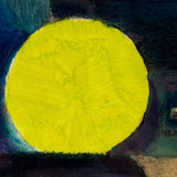 SOLD Mid Century Watercolor Abstraction with Figures, Buildings and Giant Moon